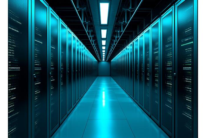 Ένα ασφαλές κέντρο δεδομένων στην Αθήνα, με server racks και φωτεινές ενδείξεις, συμβολίζοντας την τεχνική ασφάλεια των δεδομένων. Ήρεμος, μπλε φωτισμός.